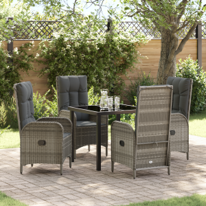 vidaXL 5-delige tuinset grijs poly rattan