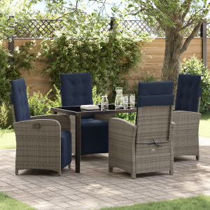 vidaXL 5-delige Tuinset Grijs Poly Rattan