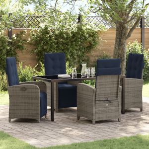 vidaXL 5-delige Tuinset Grijze Poly Rattan