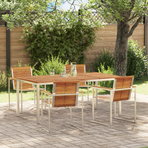 vidaXL Tuin eettafelset 5 pcs Bruin Massief Acaciahout