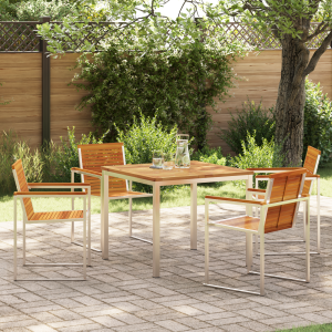 vidaXL Tuin eettafelset 5 pcs Bruin Massief Acaciahout