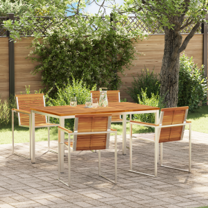 vidaXL Tuin eettafelset 5 pcs Bruin Massief Acaciahout