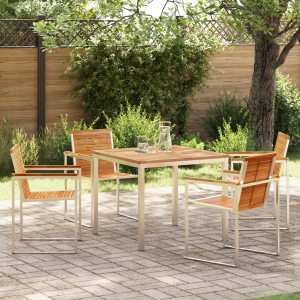vidaXL 5-delige Tuinset massief teakhout