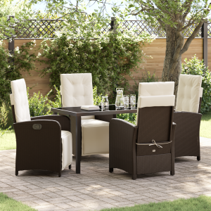 vidaXL 5-delige tuinset met kussens - bruin poly rattan