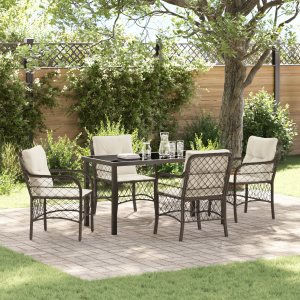 vidaXL 5-delige tuinset met kussens bruin poly rattan