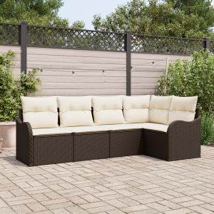 vidaXL Tuin Sofa Set met opslag 5 pcs Bruin poly rattan