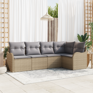vidaXL Tuin Sofa Set met opslag 5 pcs Beige poly rattan