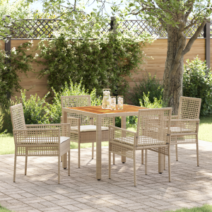 vidaXL Tuin eettafelset 5 pcs Beige poly rattan
