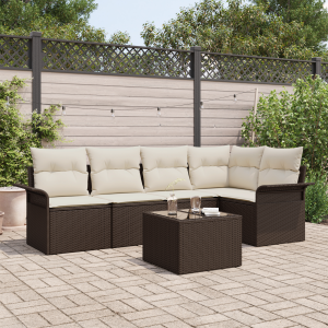 vidaXL Tuin Sofa Set met opslag 6 pcs Bruin poly rattan