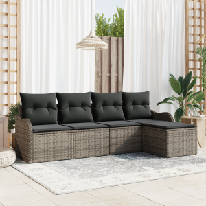 vidaXL Tuin Sofa Set Grijs poly rattan