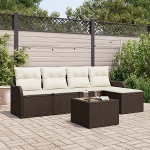 vidaXL Tuin Sofa Set met opslag 6 pcs Grijs poly rattan