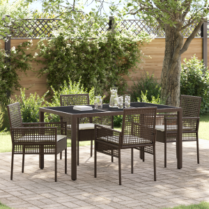 vidaXL Tuin eettafelset 5 pcs Bruin poly rattan