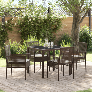 vidaXL Tuin eettafelset 5 pcs Bruin poly rattan