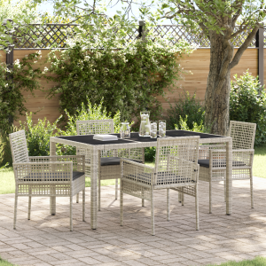 vidaXL Tuin eettafelset 5 pcs Lichtgrijs poly rattan