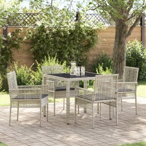 vidaXL Tuin eettafelset 5 pcs Lichtgrijs poly rattan