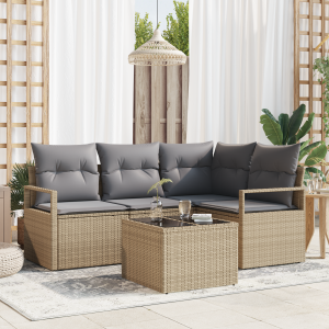 vidaXL Bankstel 5 pcs Beige poly rattan