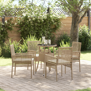vidaXL Tuin eettafelset 5 pcs Beige poly rattan