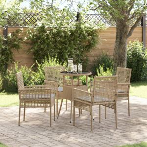 vidaXL Tuin eettafelset 5 pcs Beige poly rattan