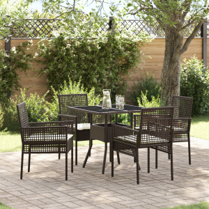 vidaXL Tuin eettafelset 5 pcs Bruin poly rattan