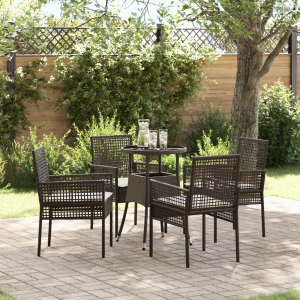 vidaXL Tuin eettafelset 5 pcs Bruin poly rattan