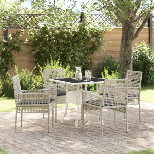 vidaXL Tuin eettafelset 5 pcs Lichtgrijs poly rattan