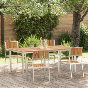vidaXL Buiten eettafelset 5 pcs Bruin Massief Acaciahout