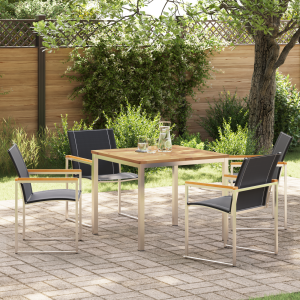 vidaXL Tuin eettafelset 5 pcs Bruin Massief Acaciahout