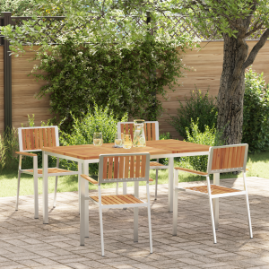 vidaXL Buiten eettafelset 5 pcs Bruin Massief Acaciahout