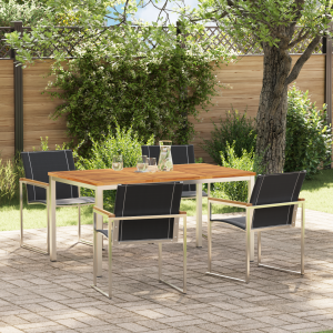 vidaXL Tuin eettafelset 5 pcs Bruin Massief Acaciahout
