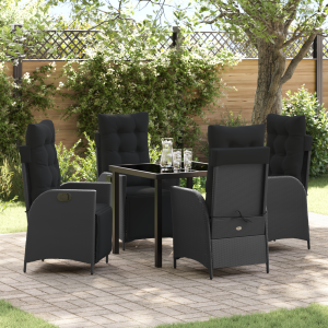 vidaXL 5-delige tuinset zwart poly rattan