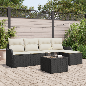 vidaXL Tuin Sofa Set 6 pcs Zwart poly rattan
