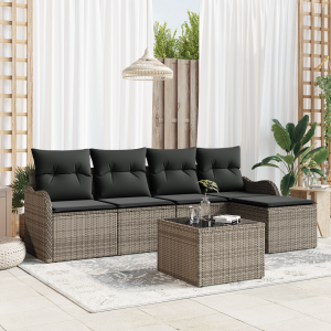 vidaXL Tuin Sofa Set 6 pcs Grijs poly rattan