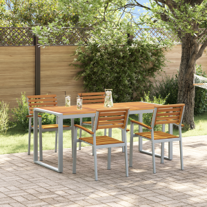 vidaXL 5-Piece Tuin Eetset Massief Hout Acacia en Metaal