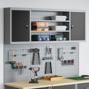 vidaXL Gereedschapskast set met plank 6 pcs Zwart Gepoedercoat staal