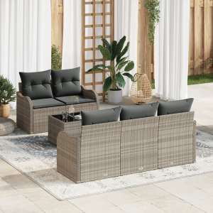 vidaXL Tuin Sofa Set met kussen 6 pcs Licht Grijs en Donker Grijs