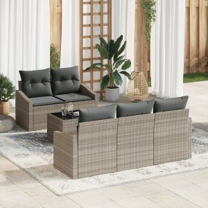 vidaXL Bankstel 6 pcs Licht Grijs en Donker Grijs poly rattan