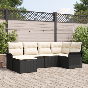 vidaXL 6-delige ligbedset met kussens zwart poly rattan