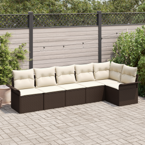 vidaXL Tuin Sofa Set met kussen 6 pcs Bruin poly rattan