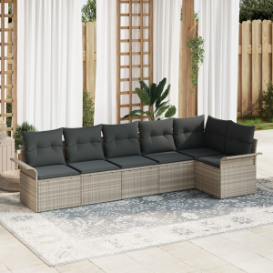 vidaXL 6-Delige Tuin Sofa Set met Kussens Lichtgrijs Poly Rattan