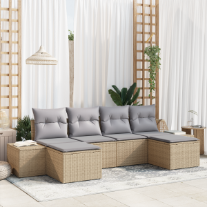 vidaXL Tuin Sofa Set met kussen 4 pcs Beige en Licht Grijs poly rattan