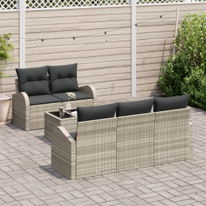 vidaXL Tuin Sofa Set 6 pcs Licht Grijs en Donker Grijs poly rattan