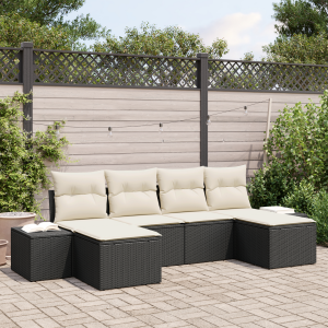 vidaXL Tuin Sofa Set met kussen 4 pcs Zwart en Crème poly rattan