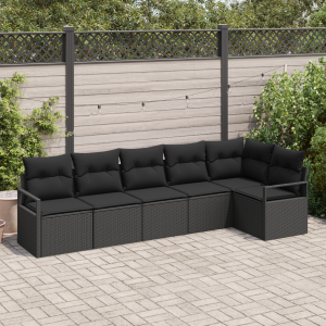 vidaXL Bankstel 6 pcs Zwart poly rattan