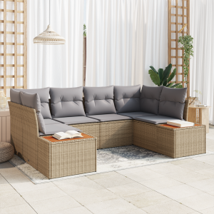 vidaXL Tuin Sofa Set met kussen 6 pcs Beige poly rattan