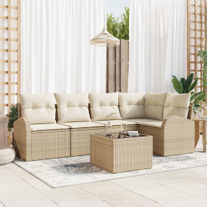 vidaXL 6-delige tuinset met kussens bruin poly rattan