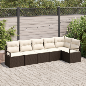 vidaXL Bankstel 6 pcs Bruin poly rattan