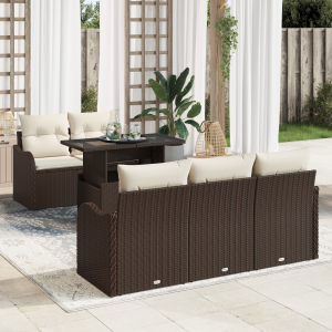 vidaXL Tuin Sofa Set met kussen met kussen 6 pcs Bruin Poly Rattan