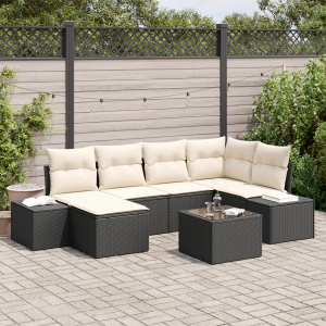 vidaXL Tuin Sofa Set met kussen 6 pcs Zwart en Crème poly rattan