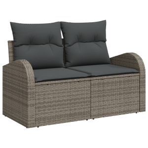 vidaXL Tuin Sofa Set met opslag met kussen 6 pcs Grijs poly rattan