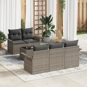 vidaXL Tuin Sofa Set met kussen met opslag 6 pcs Grijs 55 x 55 x 37 cm